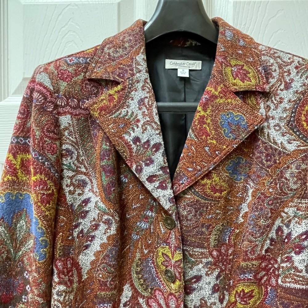 Vintage Coldwater Creek Women's M Tapestry Paisley Blazer Jacket Cottagecore